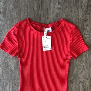 NWT H&M Red Dress Bodycon Ribbed XS